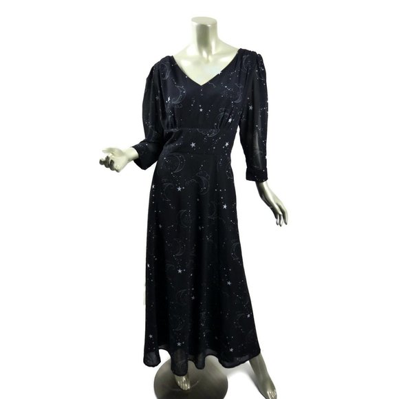 eshakti Dresses & Skirts - eShakti Night Sky Maxi Dress Black White Layered